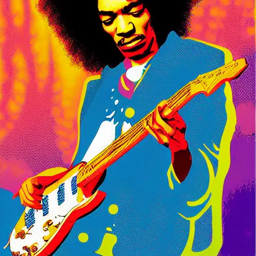 Prompt: Jimi Hendrix by Jeffrey Smith and Erin Hanson and Chad Knight