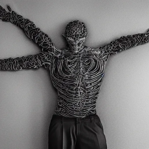 Image similar to ultra detailed photo of a man with many arms covering his entire body