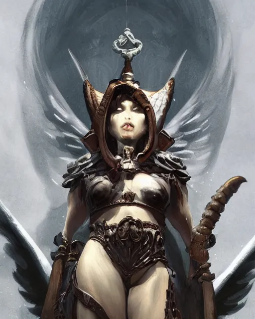 Image similar to Cow Angel Priest, D&D, artstation, fantasy, magic the gathering artwork, cinematic lighting, centered, symmetrical, highly detailed, digital painting, , concept art, smooth, sharp focus, illustration, volumetric lighting, epic Composition, 8k, art by Akihiko Yoshida and Greg Rutkowski and Craig Mullins, oil painting, cgsociety