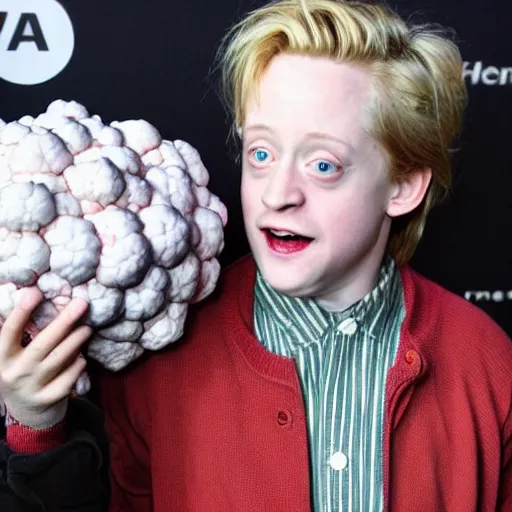 Image similar to macaulay culkin made of cauliflower