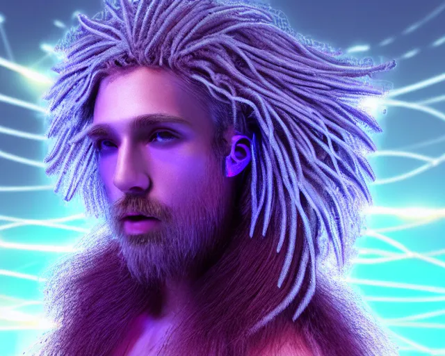 Prompt: glowing hair, complex cybernetic beings, beautiful hairy humanoids, cybermagnetosphere, cybernetic civilizations, ornate hair, love, joy, vortexes, large arrays, data holograms, 8 k, cinematic light shadows, wet hdr refractions, *, * * *, * * * * *