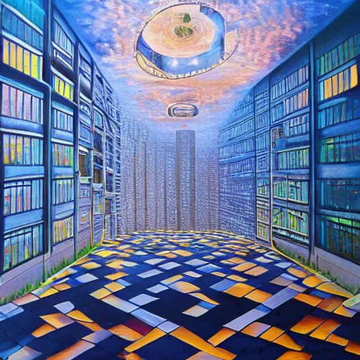 Image similar to the infinite hotel, Mind-Blowing Illusion Painting by Tomek Sętowski