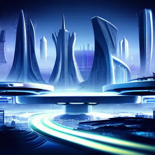 Prompt: zen futuristic city