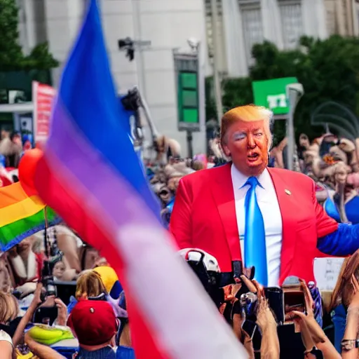 Prompt: donald trump at the pride festival