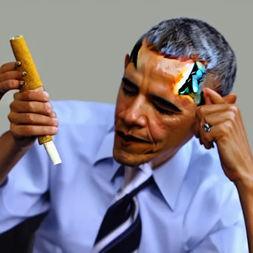 Image similar to Obama smoking weed out of a bong
