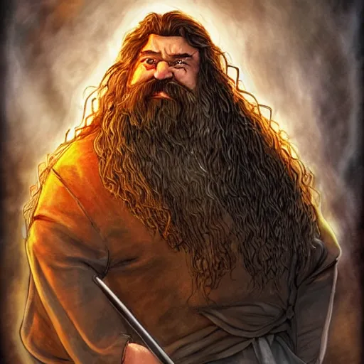 Image similar to epic very beautiful art of ps 1 hagrid