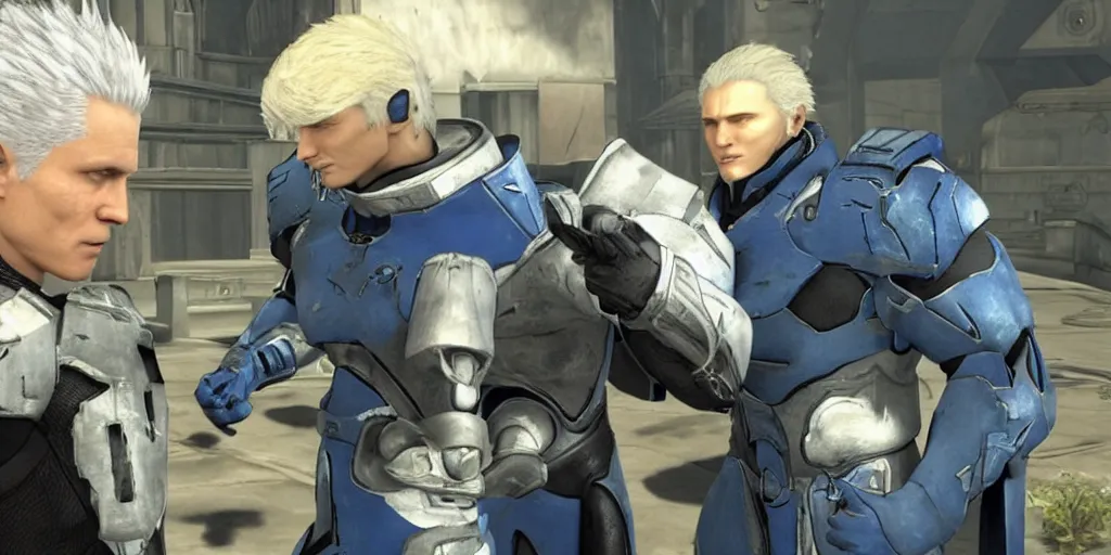 Prompt: vergil talking with master chief