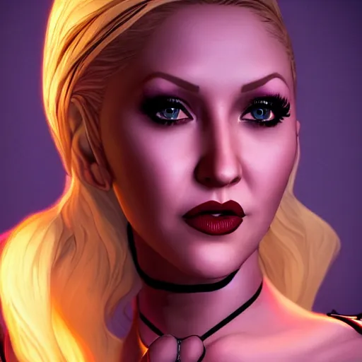 Image similar to christina aguilera portrait, borderlands, tales from the borderlands, the wolf among us, comic, cinematic lighting, studio quality, 8 k