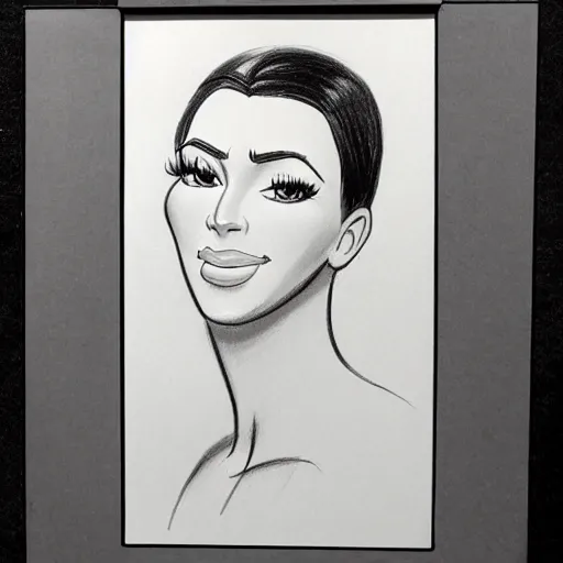 Image similar to milt kahl pencil sketch of kim kardashian