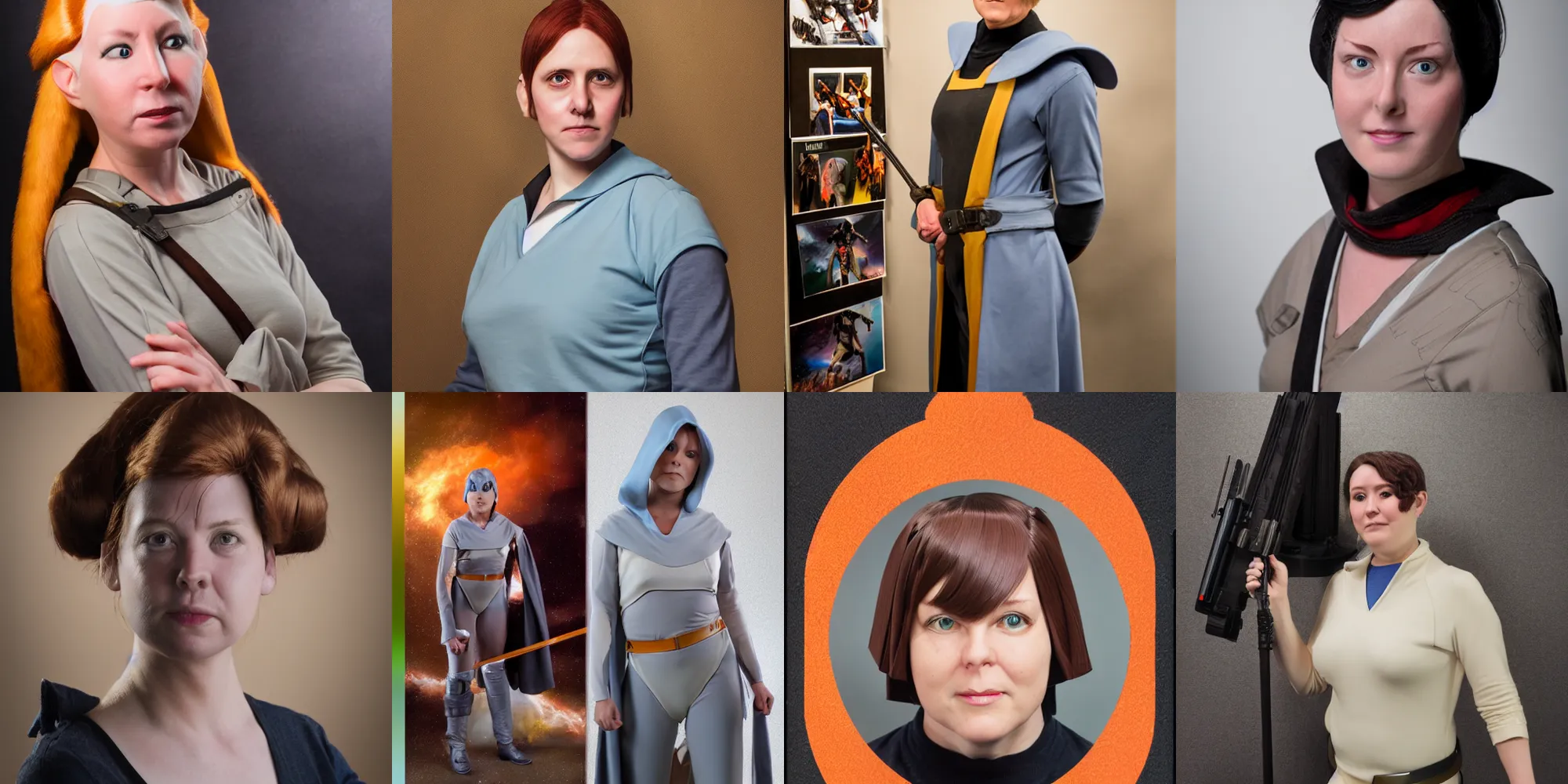 Prompt: lor mcquarrie cosplayer, studio portrait