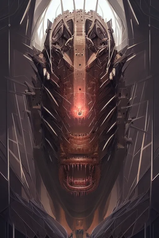 Prompt: professional concept art symmetrical portrait of a terrifying! mechanical predatory! fractal! species in a dark room by artgerm and greg rutkowski. an intricate, elegant, highly detailed digital painting, concept art, smooth, sharp focus, illustration, in the style of cam sykes.