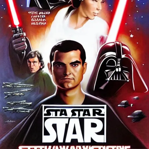 Image similar to detailed star wars movie poster with kim kardashian sith and ben shapiro jedi