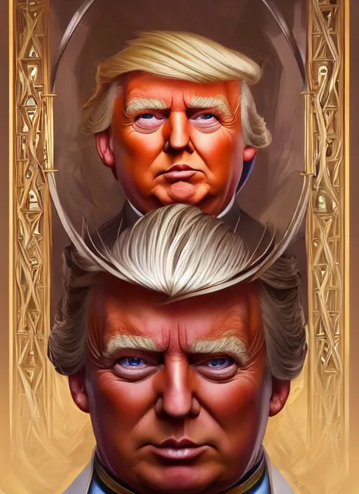 Prompt: symmetry!! portrait of oompa loompa donald trump, fantasy, medieval wear, intricate, elegant, highly detailed, digital painting, artstation, concept art, smooth, sharp focus, illustration, art by artgerm and greg rutkowski and alphonse mucha