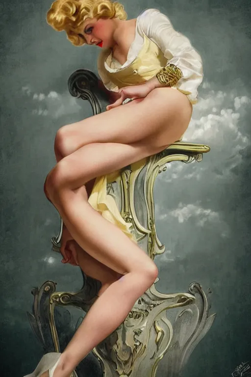 Prompt: high angle pinup photo of a beautiful blonde woman from 2 0 s decade of 1 8 0 0 century with green eyes, gloomy atmosphere, film noir realistic, sharp focus, 8 k high definition, insanely detailed, artstation, concept art, smooth, sharp focus, illustration, art by artgerm and greg rutkowski and alphonse mucha and william - adolphe bouguereau