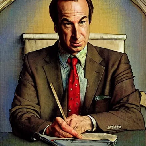 Prompt: saul goodman by norman rockwell