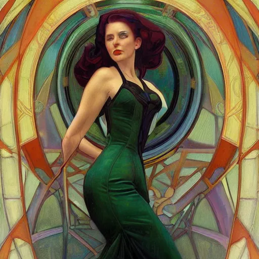 Image similar to a streamline moderne painting in the style of donato giancola, and in the style of charlie bowater, and in the style of alphonse mucha. symmetry, smooth, sharp focus, semi - realism, intricate detail.