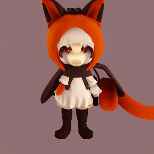 Prompt: cute fumo plush of a foxgirl rpg item shop owner, three point lighting, dramatic, anime, grumpy, vray