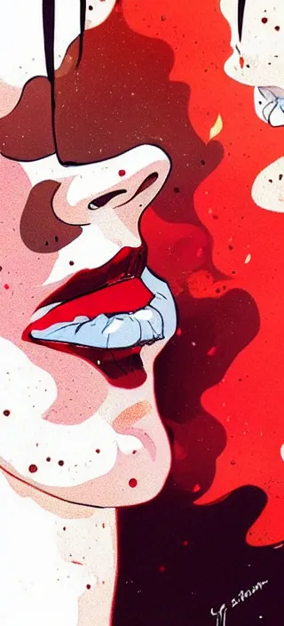 Image similar to lots of swirling, dreamy, thick smoke exhaled from a young woman's open mouth, by conrad roset, dramatic digital art, trending on artstation