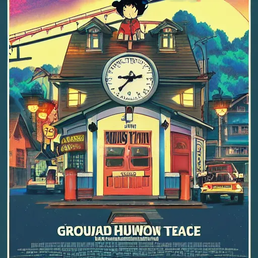 Prompt: groundhog day movie poster, anime artwork, studio ghibli, stylized in an anime format, 4 k quality, trending on artstation