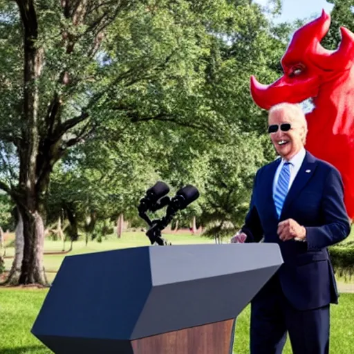 Image similar to joe biden with devil horns