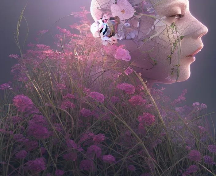 Image similar to simplicity, transparent clear see - through image of simple robots, floral environment, ultra realistic, concept art, minimalism, photorealistic, octane render, 8 k, unreal engine. art by gustave dore and nori inoguchi and sam kaplan and zachary goulko and christopher marley and artgerm and alphonse mucha