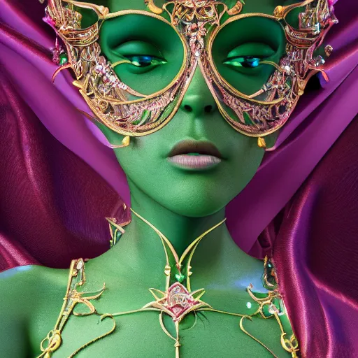 Prompt: portrait of wonderful princess of emeralds with fair skin, ornate, 8 k, gorgeous, intricate, detailed, accent lighting, dramatic lighting, octane render