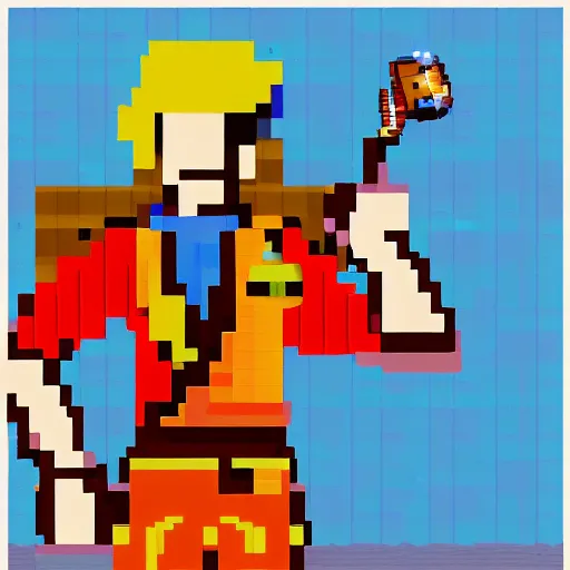 Prompt: pixel art 8 bit guybrush threepwood, trending on artstation