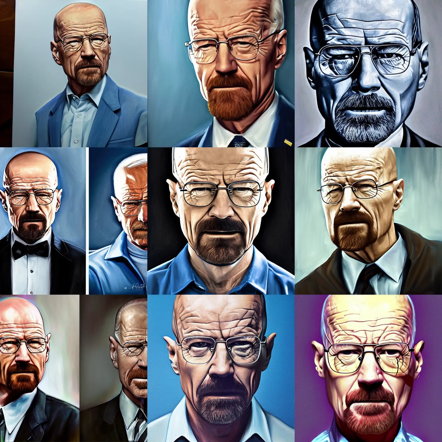 Prompt: Walter White meets Joe Biden, photorealistic painting, cinematic, hyper realism, high detail