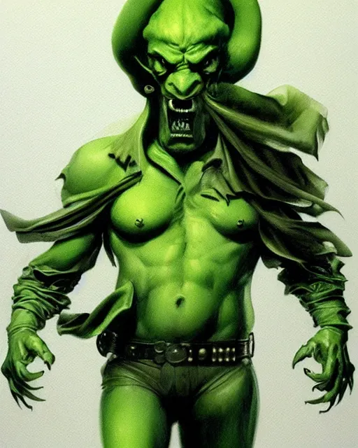 Image similar to green sad devil by Peter Andrew Jones, hyperrealism