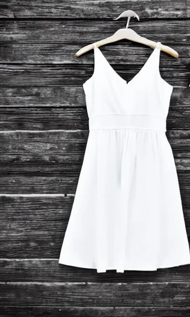 Image similar to a beautiful white dress, summer styled, concept image