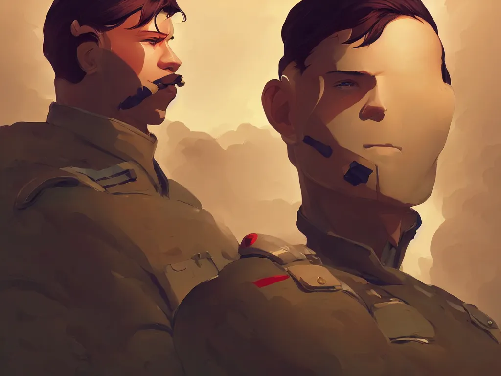 Image similar to soldier, smooth face, centered median photoshop filter cutout vector behance hd by artgerm, jesper ejsing, by rhads, makoto shinkai and lois van baarle, ilya kuvshinov, rossdraws, illustration, art by ilya kuvshinov and gustav klimt