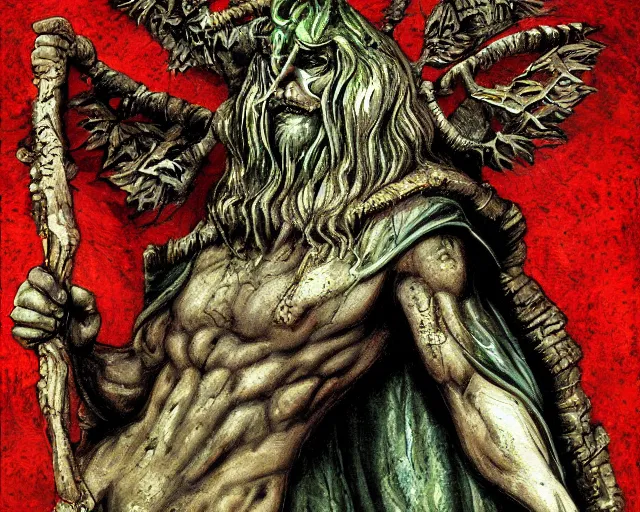 Prompt: the pagan enigma god by frank frazzetta
