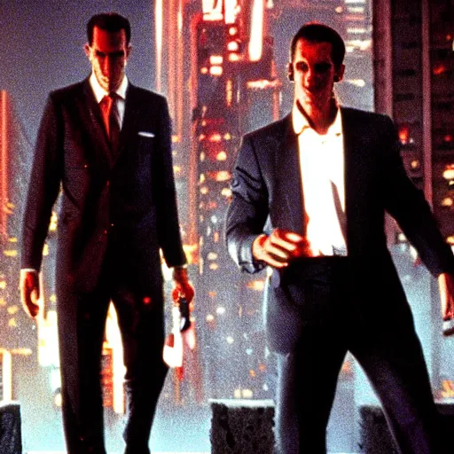 Image similar to Cyberpunk city in American Psycho (1999)