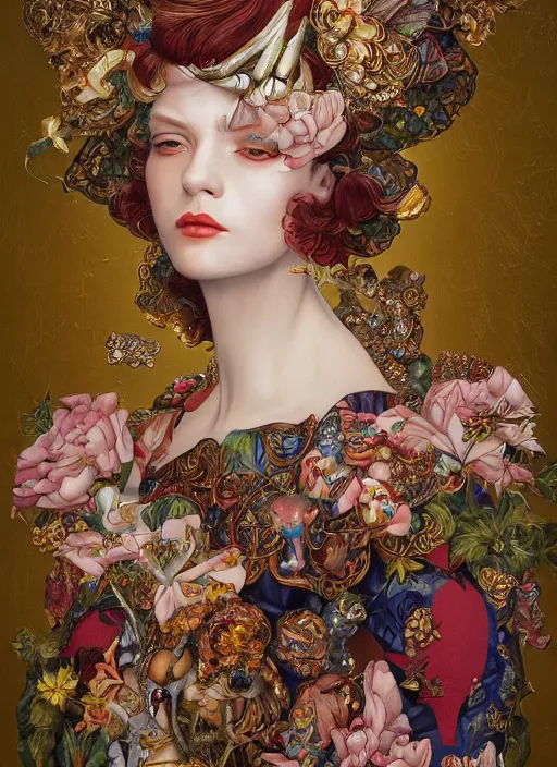 Image similar to fashion portrait :: by Martine Johanna and Chie Yoshii and Kenneth Willardt and wlop and Casey Weldon :: ornate, dynamic, particulate, rich colors, intricate, harper's bazaar, elegant, highly detailed, centered, artstation, smooth, sharp focus, octane render, 3d