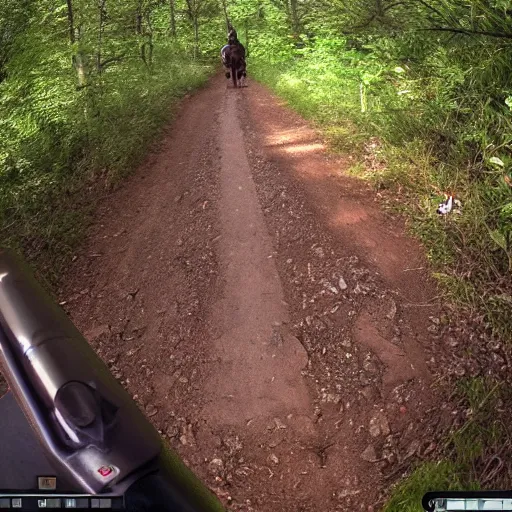 Prompt: shrek in trail cam