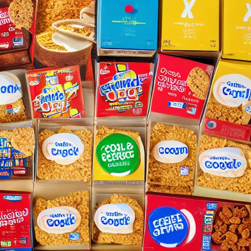 Prompt: box of google brand breakfast cereal