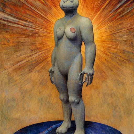 Prompt: sculpture of a cat in a spacesuit, by annie swynnerton and diego rivera and nicholas roerich and jean delville, symbolist, dramatic lighting, god rays, art brut, rich colors, smooth, sharp focus, extremely detailed, adolf wolfli, by janet fish and ( donato giancola and bilibin )