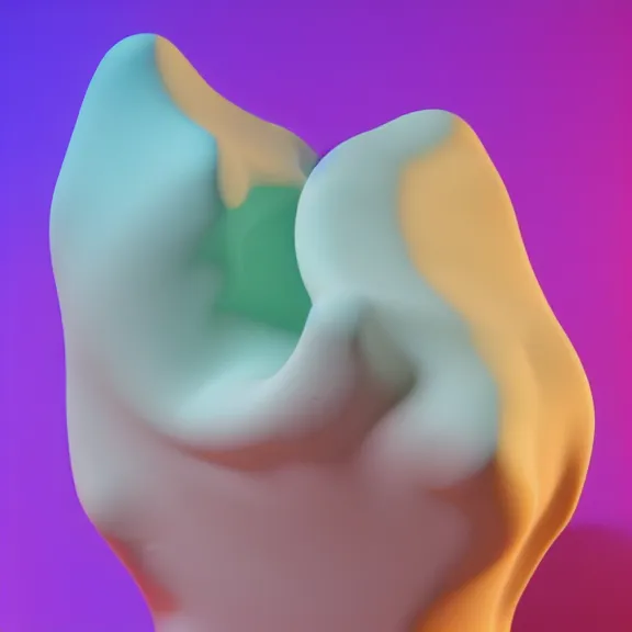 Image similar to A 3d render of several pastel colored liquid viscuous objects are melting together as a clay in a geometric shape with detailed shadow. Geometric shaped. detailed shading, vray octane, redshift. ray tracing. micro details, Hyper detailed, 8K3d, Trending on Artstation. rendered in cinema4d, Hyper realism.