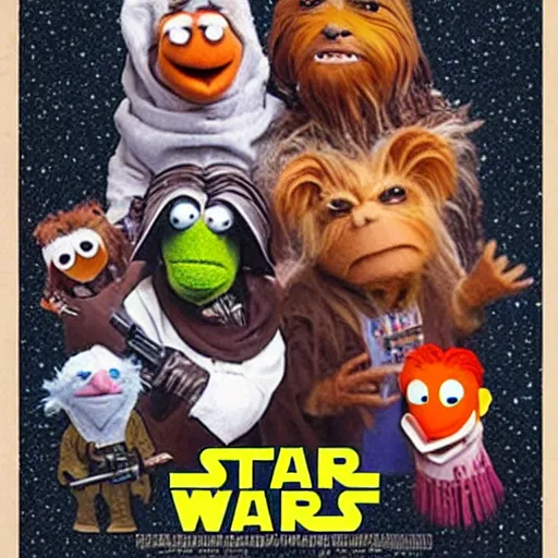 Image similar to star wars poster as muppets