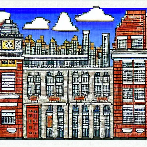 Image similar to pixel art drawing of the city of london