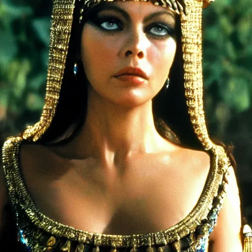 Image similar to ornella muti as cleopatra, 8 k resolution hyperdetailed photo realistic, extremely high quality and life like