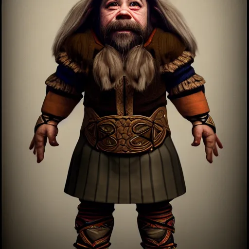 Image similar to full body shot of an dwarf girl, photorealistic, perfect symmetrical image, symmetrical face, perfect face, longshot, cinematic, hyper realism, hyper detailed