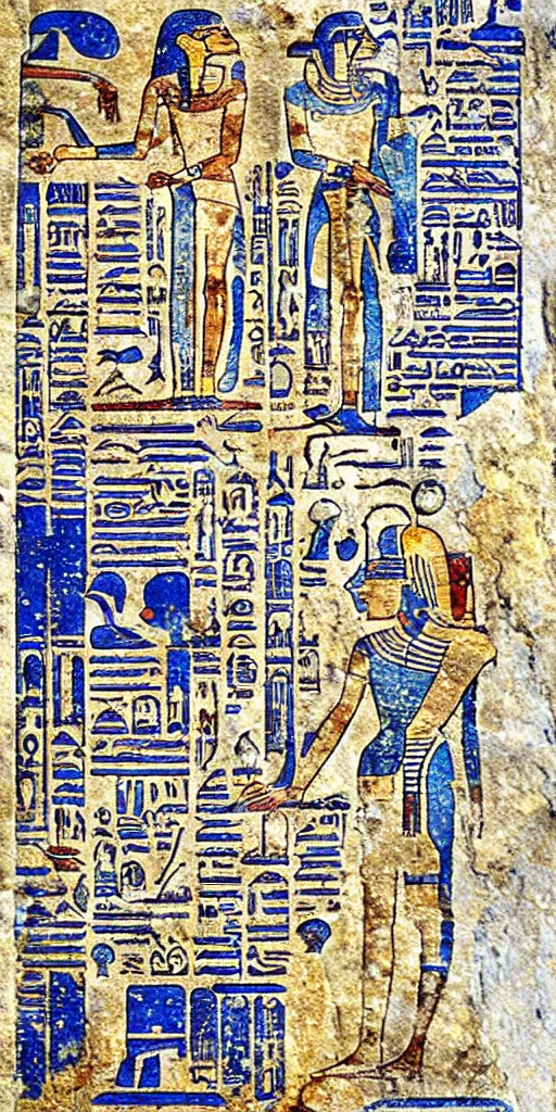 Image similar to egyptian hieroglyph blueprints to a spaceship