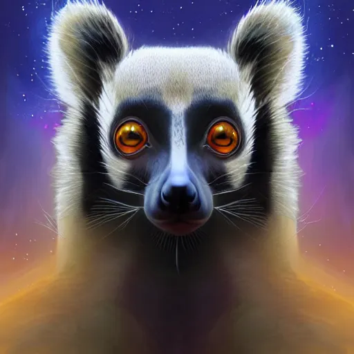 Image similar to geometric symmetrical no lemur, galaxy in the background, intricate, elegant, highly detailed, digital painting, artstation, concept art, smooth, sharp focus, illustration, art by artgerm