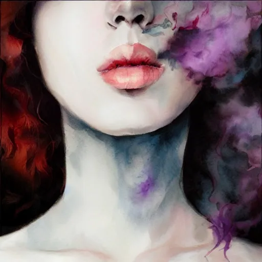 Prompt: smoke watercolor flower portrait, by wlop and artgerm