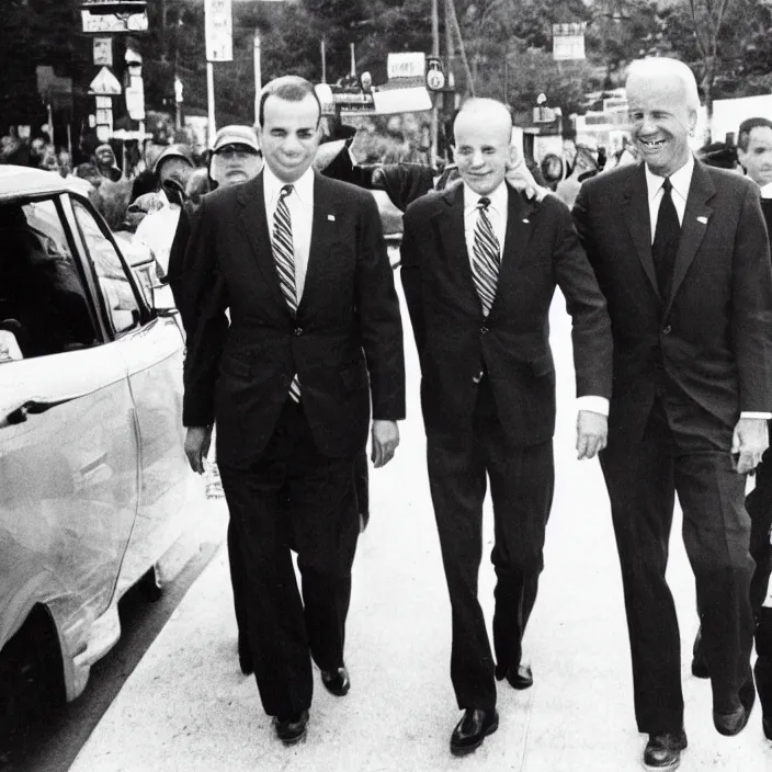 Image similar to Joe Biden walking with Lee Harvey Oswald as walmart