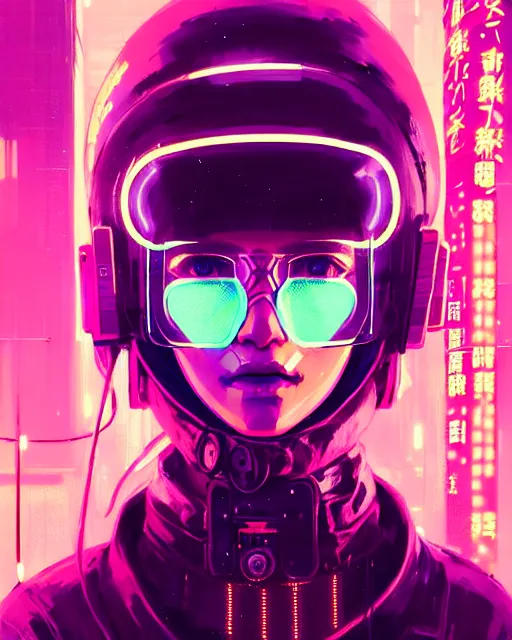 Image similar to detailed portrait neon operator girl, cyberpunk futuristic, neon, reflective puffy coat, decorated with traditional japanese by ismail inceoglu dragan bibin hans thoma greg rutkowski alexandros pyromallis nekro rene margitte, illustrated, perfect face, fine details, realistic shaded, fine - face, pretty face