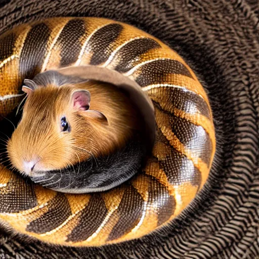 Image similar to a cute guinea pig centipede, coiled like a snake, 4 k photo