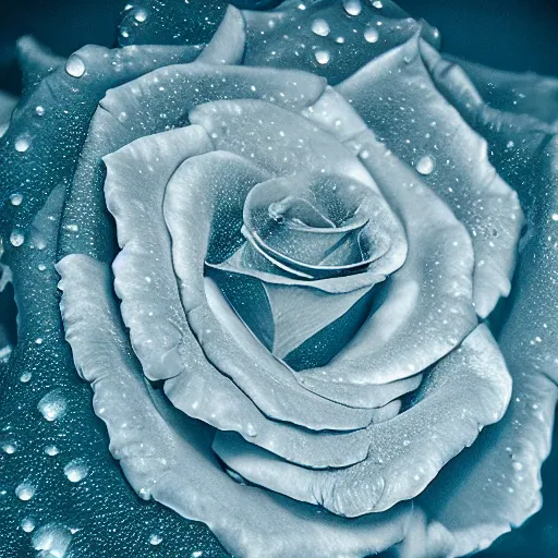 Image similar to rose underwater, award winning cyan and white photography, high contrast, high definition