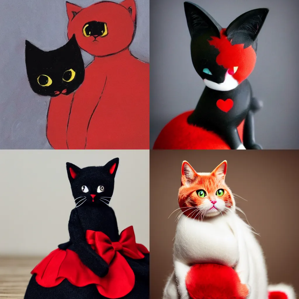 Prompt: a cute red cat wearing an elegant black ball gown, ultra realistic, photorealistic